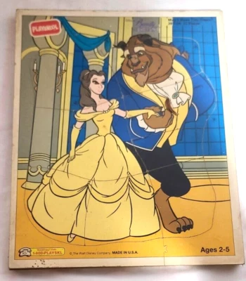 Bella La Bella y la Bestia Walt Disney Playskool Bandeja de Madera Niños Puzzle Baile Foto 1 de 4