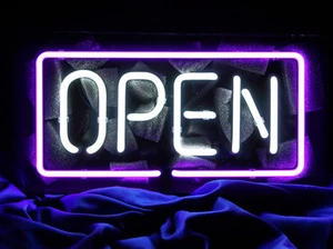 OPEN Neon Sign Light Beer Bar Pub Coffee Store Open Wall Decor Real Glass 14"x9" - Picture 1 of 1