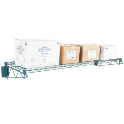 Estante de alambre epoxi verde de montaje en pared de 18" x 60" olla de restaurante comercial NSF Foto 1 de 4