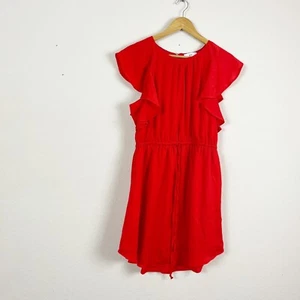 NSR Red Ruffle Sleeve Mini Dress Size Medium - Picture 1 of 6