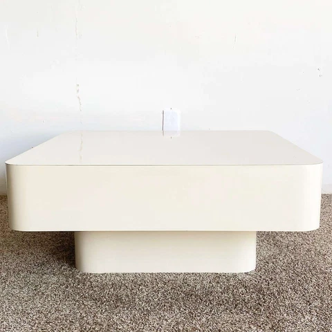 Postmodern Cream Lacquer Laminate Coffee Table Cover