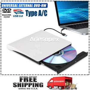 Slim External CD DVD Drive USB 3.0 Disc Player Burner Writer For Laptop PC Mac - Picture 1 of 6