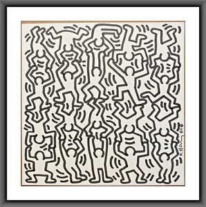 Keith Haring Drawing in Marker, Handstand 1984, Signed & Stamped