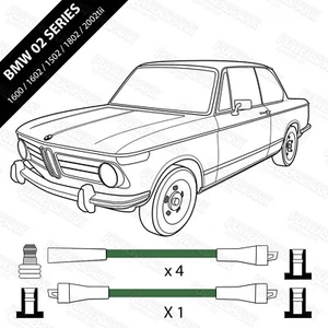 BMW 02 Series 1600 1602 1502 1802 2002tii 8mm Silicone HT Lead Set in Green - Picture 1 of 6