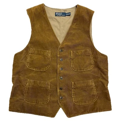NEW POLO RALPH LAUREN MEN’S CORDUROY VEST – SIZE: Medium -  BROWN - 100% COTTON. - Image 1 of 4