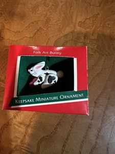 Hallmark Keepsake Miniature Ornament Folk Art Bunny 1989 - Picture 1 of 5