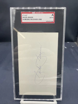 Jackie Jensen Auto 3x5 Index Card SCG A Auth - Image 1 of 4