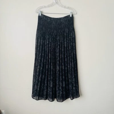 Falda Larga Coldwater Creek Gris Acanalado Floral Para Mujer Talla Pequeña’ Foto 1 de 4