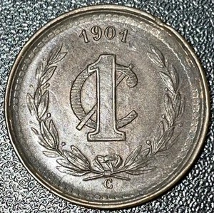 Mexico 1901 Culican 1 Centavo Bronze World Coin - Picture 1 of 2