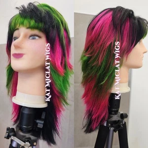 Scene Colored Mullet Wig Remy Human Hair - Picture 1 of 3