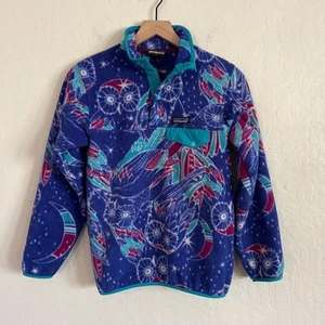 Patagonia Women's Lightweight Synchilla Snap-T Pullover XS Moon Owl Harvest Blue - Picture 1 of 5