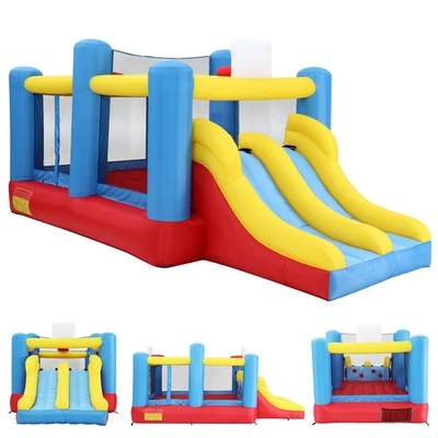 Kinder Aufblasbare Hüpfburg Springburg Spielburg mit 2 Rutsche & Gebläse Indoor - Bild 1 von 4