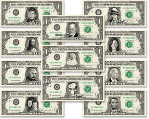 Prominente auf echten Dollarscheinen Bargeld Geld Sammlerstück Memorabilia Celebrity 1 - Bild 1 von 15