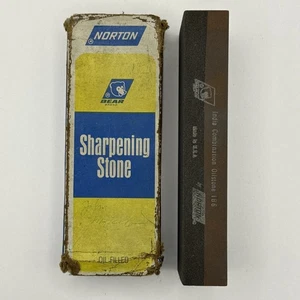 Vintage NORTON India Oilstone Sharpening Stone IB-6 Combination 6 1/4” X 2” X 1” - Picture 1 of 7