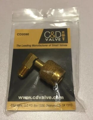 C & D 1/4" f. FLARE 'SURE SEAL' COUPLER x 1/4" m. FLARE 90° CD2090