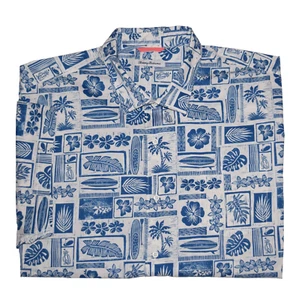 TOMMY BAHAMA Lido Beach White Blue Stretch-Cotton Camp Hawaiian Shirt Size 3XLB - Picture 1 of 9