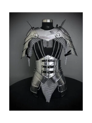 Traje Medieval Mujer Fantasía Valiente Dama Medio Cuerpo Armadura con Cota de Malla. Foto 1 de 4