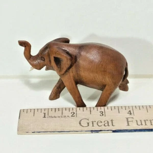 Small 4" Elephant, Hard Wood Art Sculpture, Hand Crafted Made in Bali, Indonesia - Picture 1 of 3