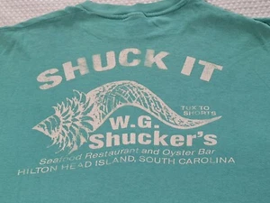 Vintage 80s Shucker's Hilton Head SC Souvenir Aqua Green T-shirt Size XL Stedman - Imagen 1 de 12