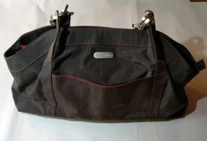 Baggalini Bag Travel Purse Hobo Satchel Brown Nylon with Red Lining - Picture 1 of 12