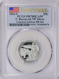 2016-S Silver Proof T. Roosevelt Quarter Limited Edition PCGS PR70DCAM FS - Picture 1 of 2