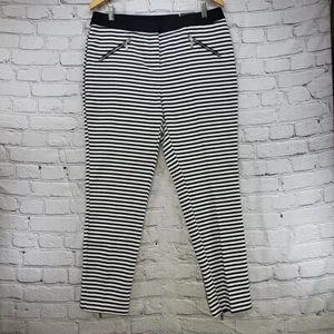 Chicos Black Label Pants Womens Sz 1.5 Black White Striped Zippers New With Tag  - Picture 1 of 16