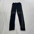 Love Culture Leggings Kids Youth Large Black Casual Lounge Pants Gold Squares