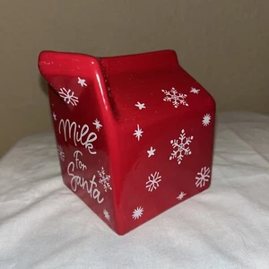 Weihnachten Keramik Weihnachtsmann Becher rot Milchkarton Schneeflocke Bauernhaus Milchkännchen - Bild 1 von 6