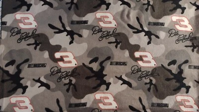 Dale Earnhardt Sr #3 Cotton FLANNEL Fabric, Gray Camo, NASCAR, Sold BT½YD