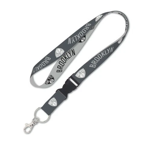 BROOKLYN NETS GRAY LANYARD KEY CHAIN DETACHABLE BUCKLE 1" WIDTH 22" LONG Cover