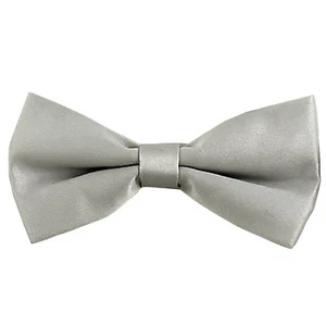 New KID'S BOY'S 100% Polyester Pre-tied Bow tie only Silver gray formal wedding  - Picture 1 of 2