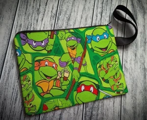 TMNT Ninja Turtles Wristlet Clutch Bag Purse Handmade to Order - Picture 1 of 4