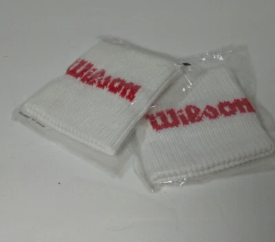 Vintage Wilson White Tennis Sweatbands Squash Sports Gym Sweat Wrist Bands - Image 1 of 2