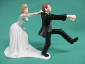Funny Wedding Cake Topper Groom Trying Get Away - Picture 1 of 4