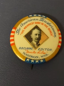 Early 1900s Magazine Advertising Pinback THE AMERICAN THRESHERMAN Madison, WI - Picture 1 of 5