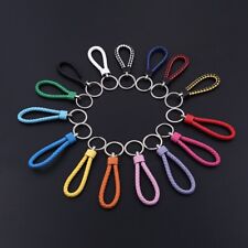 Braided Faux Leather Strap Keyring Keychain Car Key Chain Ring Fob UK free post