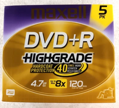 DVD High Grade 5-Pack 120 min 4.7 GB with Hardcoat Protection - Image 1 of 3