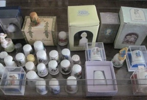 Large Lot of 35 Ceramic, China, Wooden Thimbles Butterflies, States, Knotts MORE - Picture 1 of 1