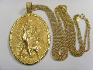 extremely rare vintage Kenneth Jay Lane huge 4 1/4 inch pendant necklace 50092 - Picture 1 of 6