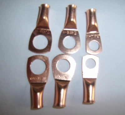 (6) 3/8" 5/16" 1/4"Wire Ring Terminal Copper 8 AWG Gauge Connectors Terminals - Image 1 of 4