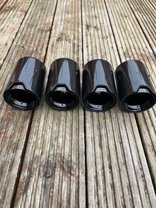 4 x BMW M5/M8 M Performance Black Carbon Fibre Exhaust Tips (F90/F91/F92/F93) - Picture 1 of 12