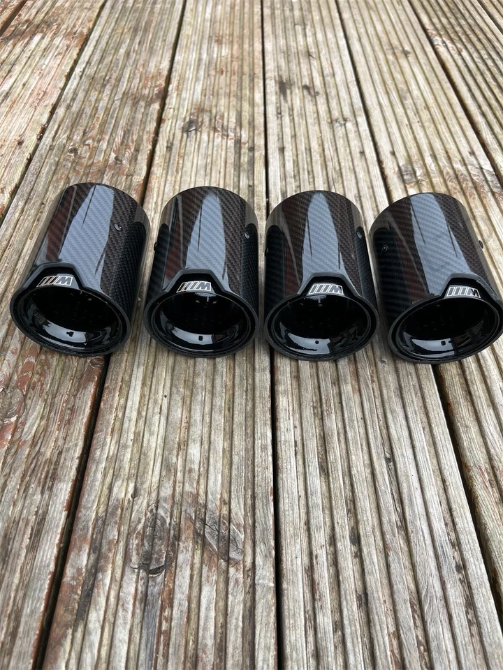4 x BMW M5/M8 M Performance Black Carbon Fibre Exhaust Tips (F90/F91/F92/F93) - Image 1 of 4