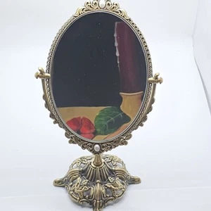 11.4" Vintage Antique Makeup Mirror Oval Swivel Double Sided Made in Korea! - Picture 1 of 7