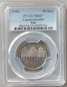 CZECHOSLOVAKIA SILVER 50 KORUN UNC COIN 1986 KM#124 TELC PCGS MS67 TOP POP🥇 - Picture 1 of 3