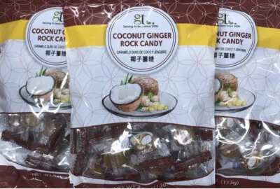 Coconut Ginger Rock Candy  Fat Free 3x4oz each Free Shipping USA - Image 1 of 3