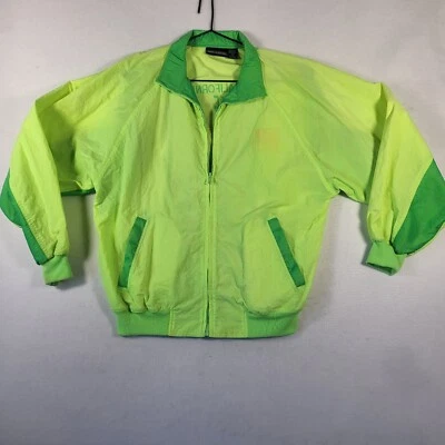 VTG Hugo Boss Windbreaker Jacket Unisex Medium Neon Green Long Sleeve Full Zip - Image 1 of 4