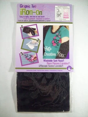 Череп Dritz черный с красными розами аппликация утюг перевод содержит 2 листа - Изображение 1 из 3