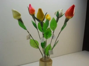 Hand Painted Color Shell Roses Floral Table Decor 3 Pcs Per Set Shells - Picture 1 of 3