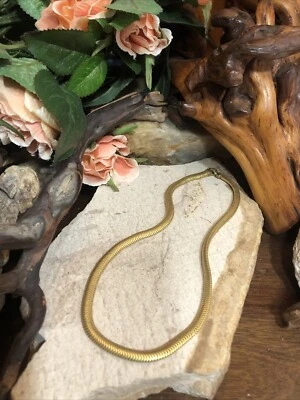 24. Качественный темно-желтый G.F. Ожерелье колье цепочка змеи овальной огранки 14 3/4 дюйма - Изображение 1 из 4