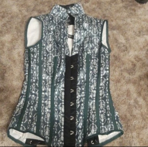 Corset Story Green and White Corset Top Size UK 8 - Picture 1 of 3